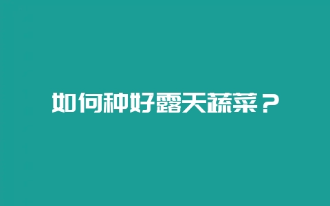 如何种好露天蔬菜?插图 如何种好露天蔬菜?插图