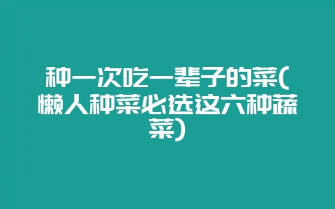 种一次吃一辈子的菜(懒人种菜必选这六种蔬菜)-会东网