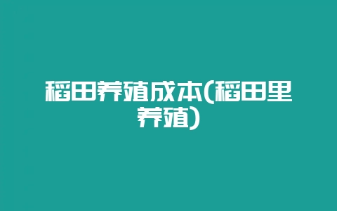 稻田养殖成本(稻田里养殖)-会东网