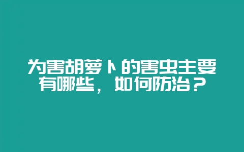 为害胡萝卜的害虫主要有哪些，如何防治？-会东网