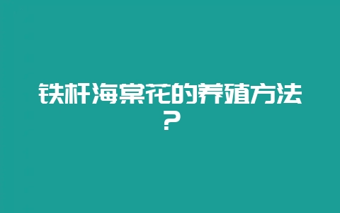 铁杆海棠花的养殖方法？-会东网