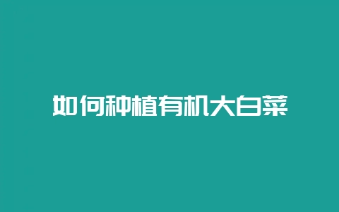 如何种植有机大白菜-会东网