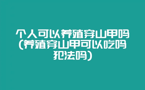 个人可以养殖穿山甲吗(养殖穿山甲可以吃吗犯法吗)-会东网