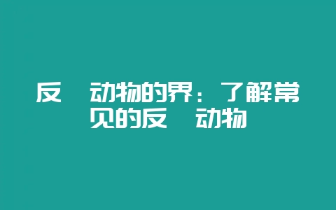 反刍动物的界：了解常见的反刍动物-会东网