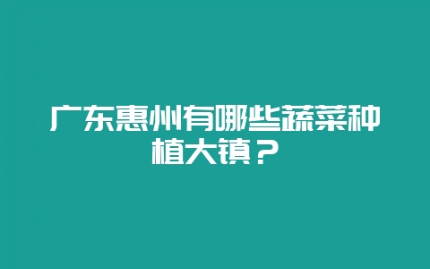 广东惠州有哪些蔬菜种植大镇？-会东网