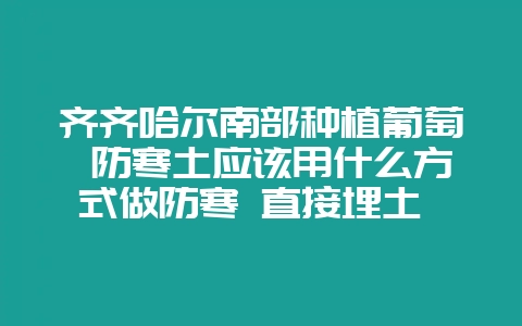 齐齐哈尔南部种植葡萄 防寒土应该用什么方式做防寒 直接埋土 还是需要挖沟呢-会东网