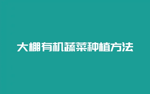 大棚有机蔬菜种植方法-会东网