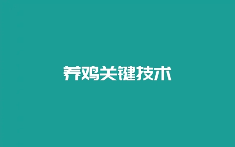 养鸡关键技术-会东网