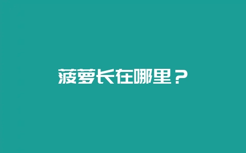 菠萝长在哪里？-会东网