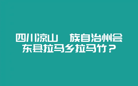 四川凉山彝族自治州会东县拉马乡拉马竹？-会东网