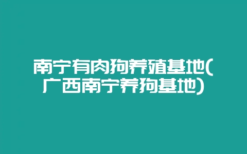 南宁有肉狗养殖基地(广西南宁养狗基地)-会东网