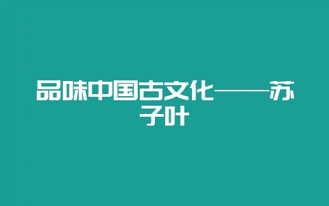 品味中国古文化——苏子叶插图 品味中国古文化——苏子叶插图