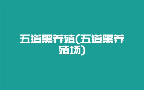 五道黑养殖(五道黑养殖场)插图 五道黑养殖(五道黑养殖场)插图
