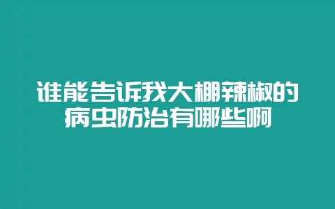 谁能告诉我大棚辣椒的病虫防治有哪些啊-会东网