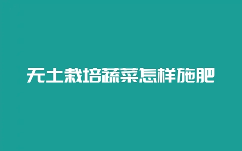 无土栽培蔬菜怎样施肥-会东网