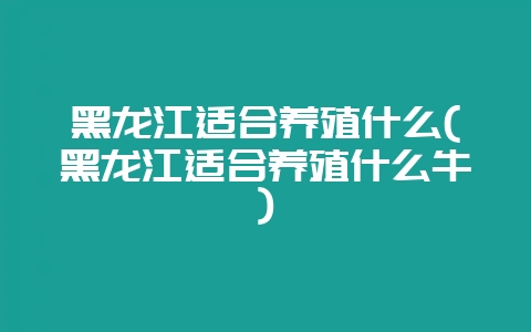 黑龙江适合养殖什么(黑龙江适合养殖什么牛)-会东网