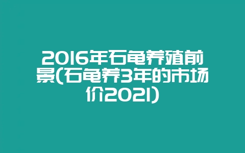2016年石龟养殖前景(石龟养3年的市场价2021)-会东网
