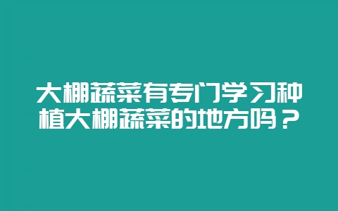 大棚蔬菜有专门学习种植大棚蔬菜的地方吗？-会东网