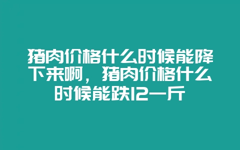猪肉价格什么时候能降下来啊，猪肉价格什么时候能跌12一斤-会东网