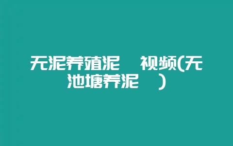 无泥养殖泥鳅视频(无池塘养泥鳅)-会东网