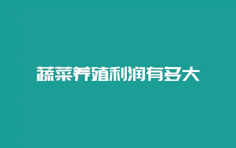 蔬菜养殖利润有多大-会东网