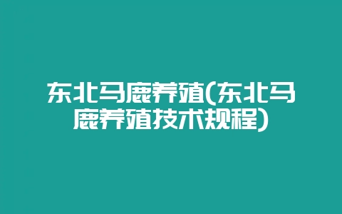 东北马鹿养殖(东北马鹿养殖技术规程)-会东网