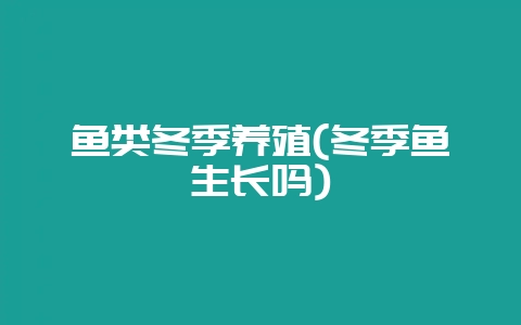 鱼类冬季养殖(冬季鱼生长吗)-会东网