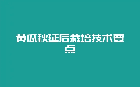 黄瓜秋延后栽培技术要点-会东网