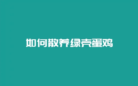 如何散养绿壳蛋鸡插图 如何散养绿壳蛋鸡插图