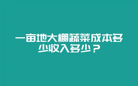一亩地大棚蔬菜成本多少收入多少?-会东网