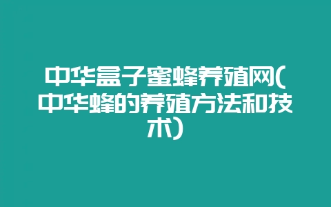 中华盒子蜜蜂养殖网(中华蜂的养殖方法和技术)-会东网
