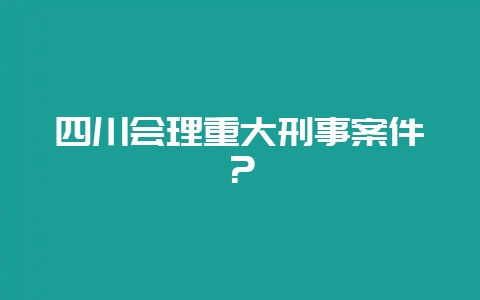 四川会理重大刑事案件?插图 四川会理重大刑事案件?插图