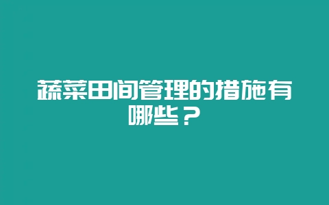 蔬菜田间管理的措施有哪些?插图 蔬菜田间管理的措施有哪些?插图