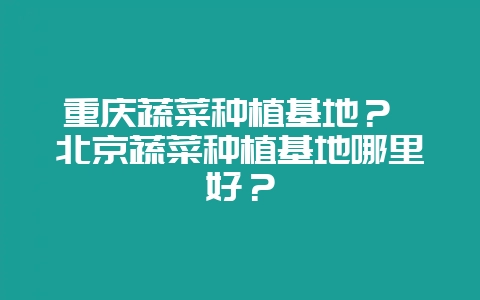 重庆蔬菜种植基地? 北京蔬菜种植基地哪里好?插图 重庆蔬菜种植基地? 北京蔬菜种植基地哪里好?插图