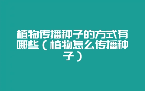 植物传播种子的方式有哪些（植物怎么传播种子）-会东网