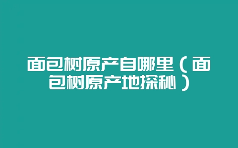 面包树原产自哪里(面包树原产地探秘)插图 面包树原产自哪里(面包树原产地探秘)插图