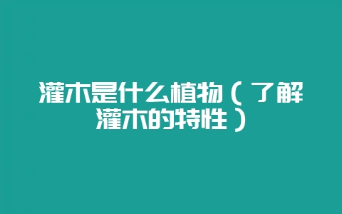 灌木是什么植物(了解灌木的特性)-会东网