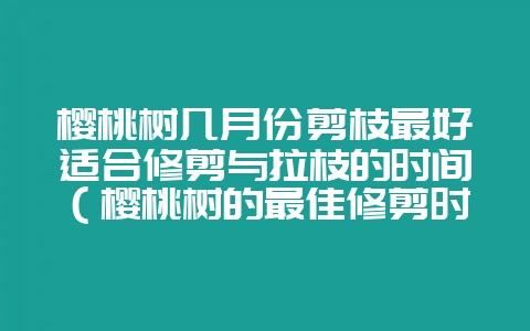 樱桃树几月份剪枝最好适合修剪与拉枝的时间（樱桃树的最佳修剪时-会东网