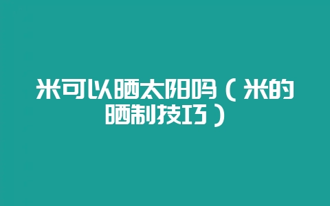 米可以晒太阳吗（米的晒制技巧）-会东网