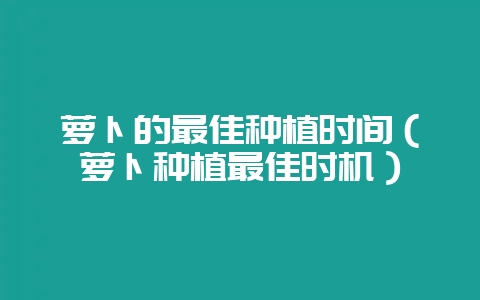 萝卜的最佳种植时间（萝卜种植最佳时机）-会东网
