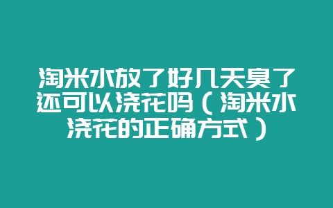 淘米水放了好几天臭了还可以浇花吗（淘米水浇花的正确方式）-会东网
