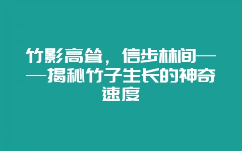 竹影高耸,信步林间——揭秘竹子生长的神奇速度插图 竹影高耸,信步林间——揭秘竹子生长的神奇速度插图