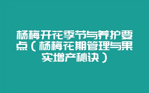 杨梅开花季节与养护要点（杨梅花期管理与果实增产秘诀）-会东网