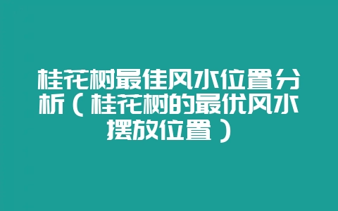 桂花树最佳风水位置分析（桂花树的最优风水摆放位置）-会东网