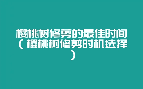 樱桃树修剪的最佳时间（樱桃树修剪时机选择）-会东网