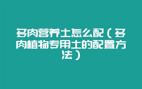 多肉营养土怎么配（多肉植物专用土的配置方法）-会东网