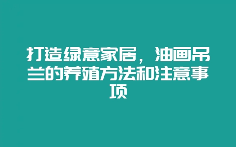 打造绿意家居，油画吊兰的养殖方法和注意事项-会东网