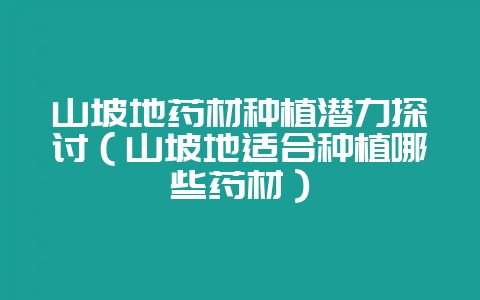 山坡地药材种植潜力探讨(山坡地适合种植哪些药材)插图 山坡地药材种植潜力探讨(山坡地适合种植哪些药材)插图