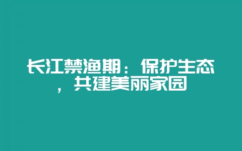 长江禁渔期：保护生态，共建美丽家园-会东网