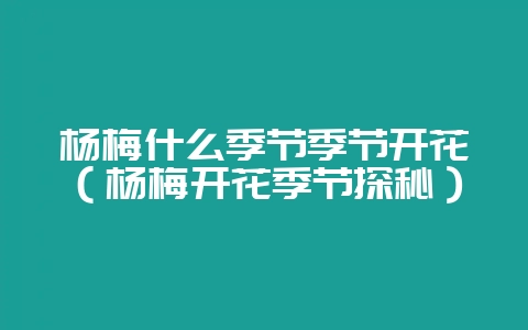 杨梅什么季节季节开花（杨梅开花季节探秘）-会东网